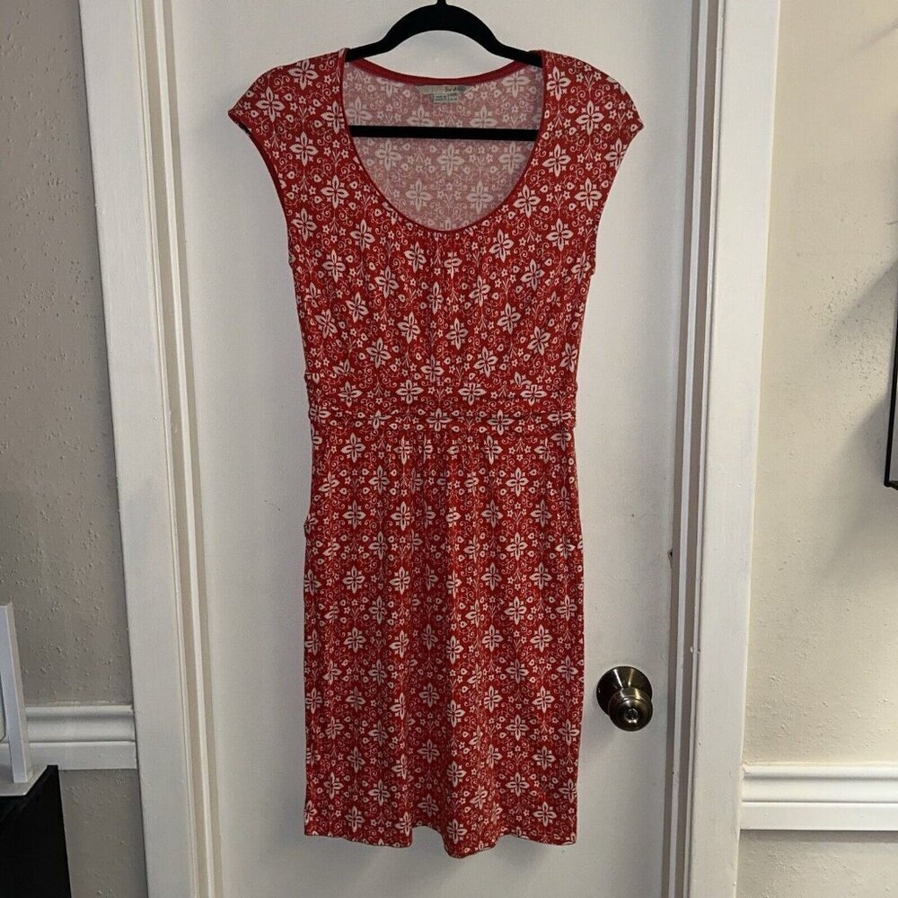 Boden Margot Red White Medallion Cap Sleeve Scoop Neck Pullover Dress Size 6 - Picture 5 of 10
